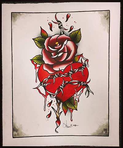 Heart/Rose with Barbed wire