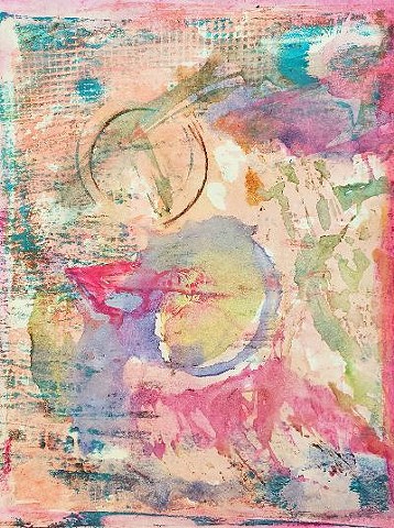 Multicolor Monoprint using watercolor and acrylic.