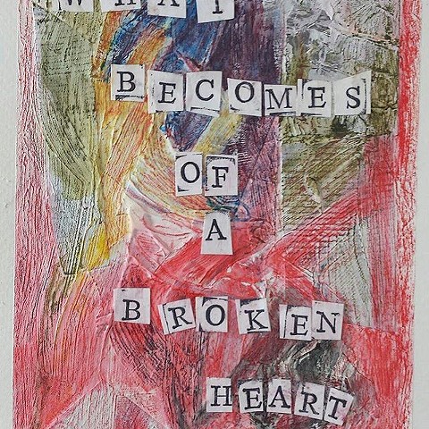 Mixed media paper, colored pencils and text.