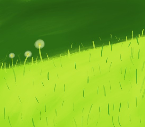 Memory Drawing- Dandelions in the sun