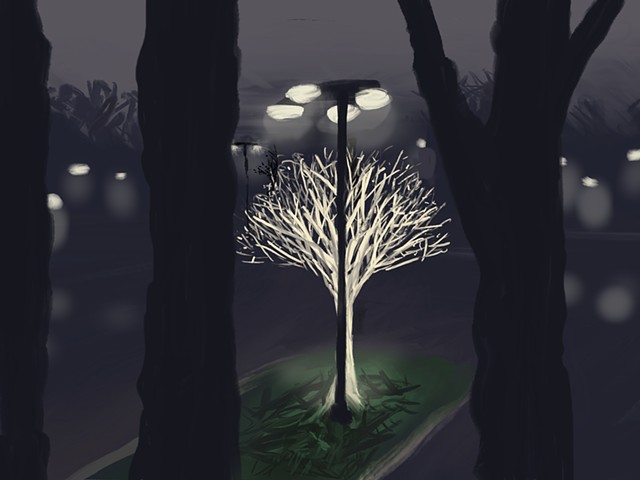 Memory Drawing- Parking Lot Trees