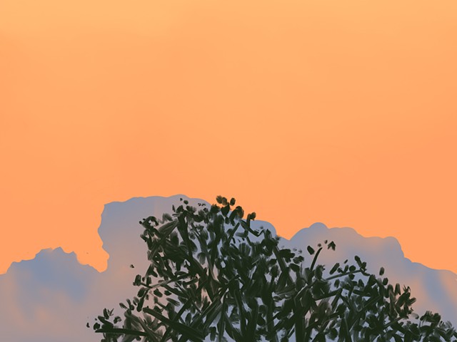 Memory Drawing- Clouds the Shapes of Trees