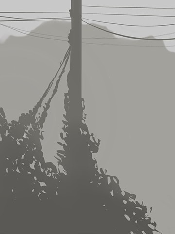 Memory Drawing- Kudzu Climbing Power Lines