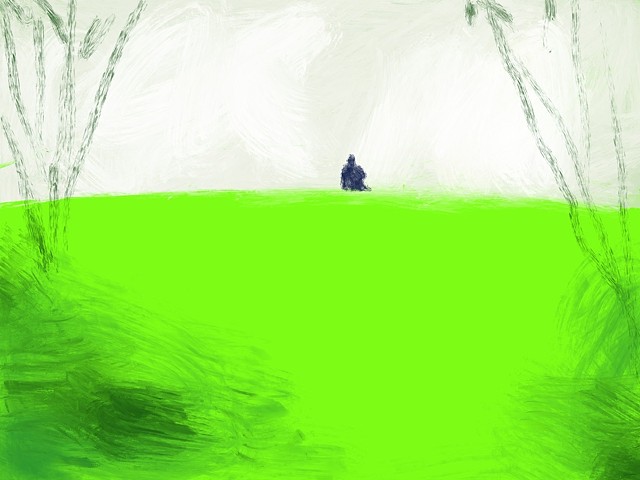Memory Drawing- Someone sitting alone in the grass 