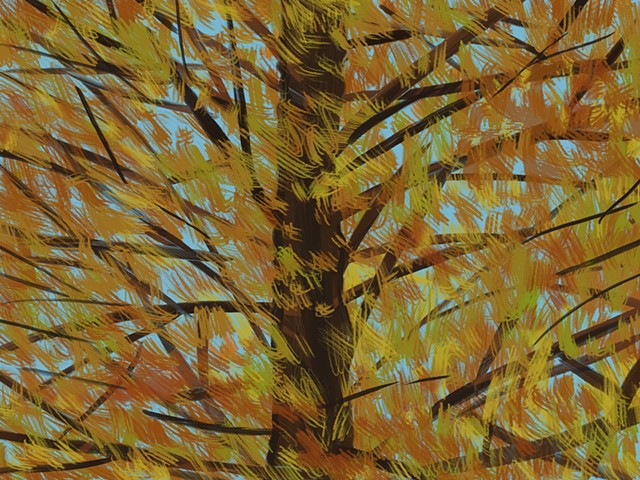 Memory Drawing- Fall Cypress Tree