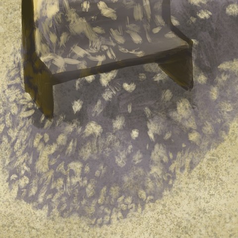 Memory Drawing- Dappled sunlight and shadows on bench