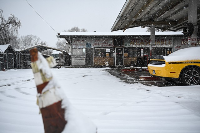 Reasonable Ron's Used Tires is seen amidst the snow in Knoxville,  Monday, Jan. 15, 2024.