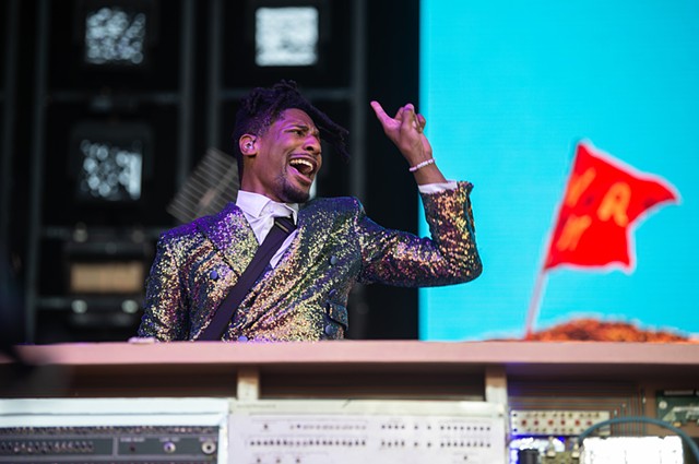 Jon Batiste performs at Bonnaroo in Manchester, Tenn., Saturday, June 15, 2024.