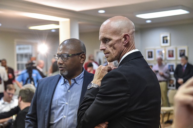 Brian Flowers, a 2nd district Congressional candidate, attends Michael Guest’s election party for the 2022 midterm elections and awaits results at the Republican Headquarters in Jackson, Miss., November 8, 2022.