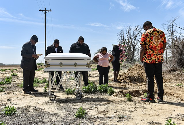 The burial for two-year-old Aubree Green, killed in last week’s deadly tornadoes that tore across the state, is held in Yazoo City, Miss., Saturday, April 1, 2023.