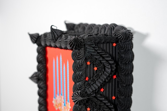 Black and Red Candelabra Cake (detail)