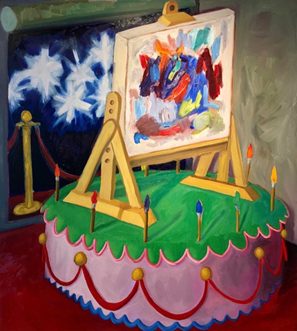 cake with easel painting