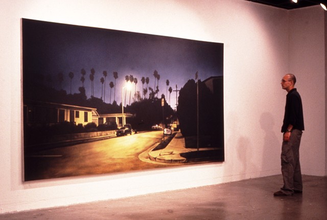 installation view, Untitled Backdrop (site of Hugh Grant and Divine Brown arrest, 6/27/95)