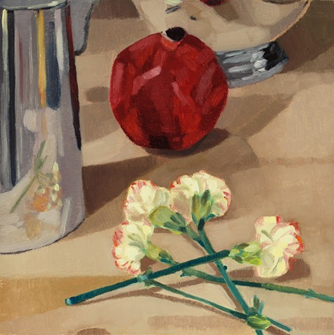 Pomegranate with Flowers on Table