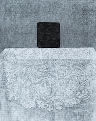Wooden Box on Table (Drawing)