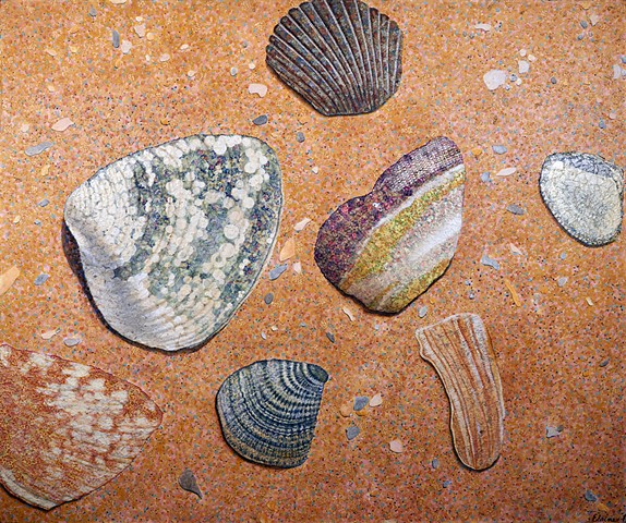 Elaine Fleck original art seashells acrylic Market Gallery Roanoke Virginia