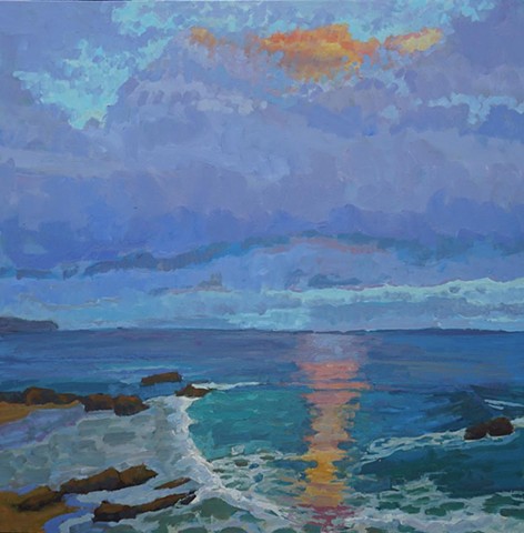 Rachel Uchizono original oil painting landscape Laguna Sky Heisler Park Laguan Beach California