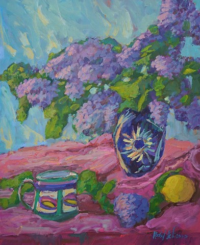 Rachel Uchizono original oil painting Lilacs
