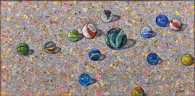 Elain Fleck original artwork fabric oil marbles