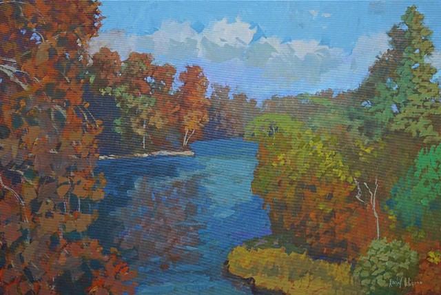 Rachel Uchizono original oil painting landscape Roanoke River Virginia