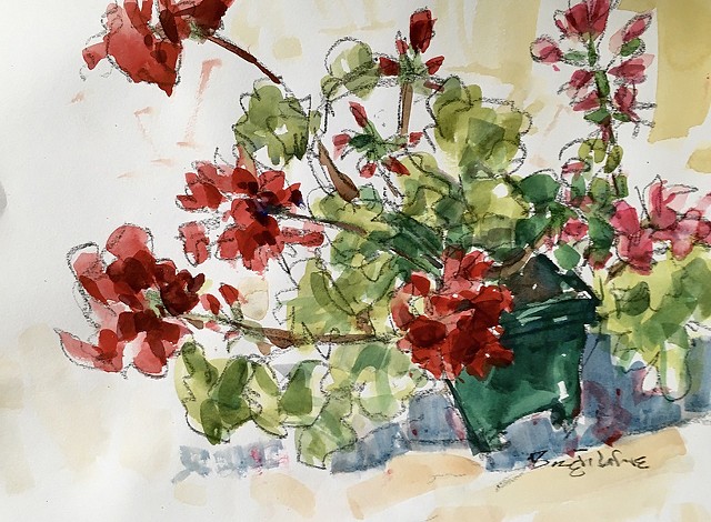 Brett LaGue watercolor geraniums Market Gallery Roanoke Virginia