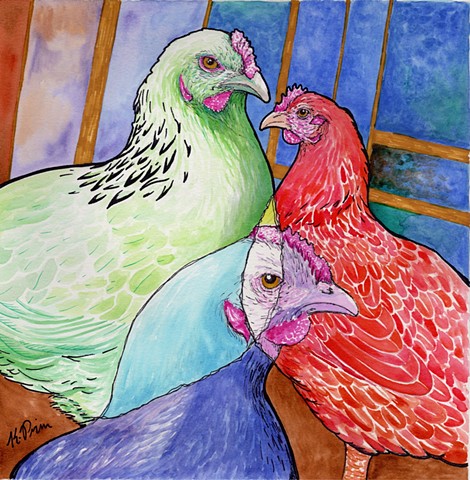 Kelly Prim original artwork chickens Market Gallery Roanoke Virginia