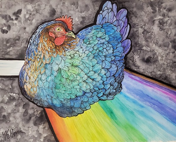Kelly Prim original artwork chickens Market Gallery Roanoke Virginia