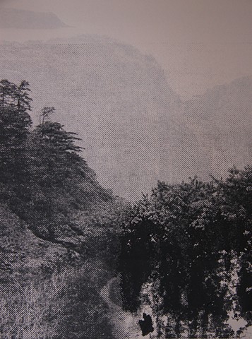 Paysage belle-ile, sentier et falaise (détail). 