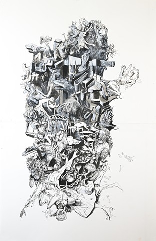 Dessin, encre de Chine et gouache sur papier