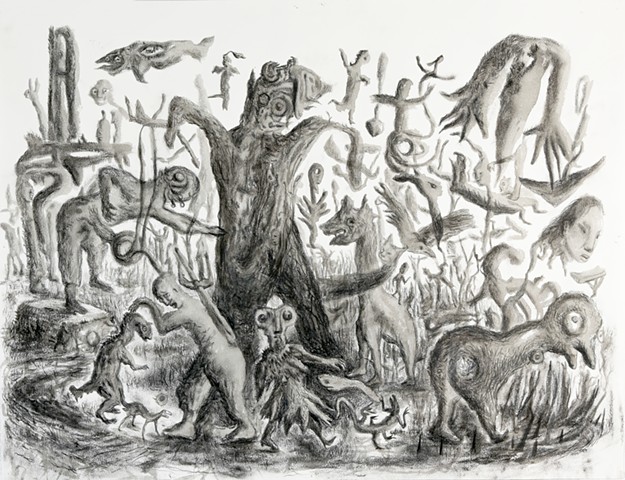 dessin, encre de Chine, crayon sur papier