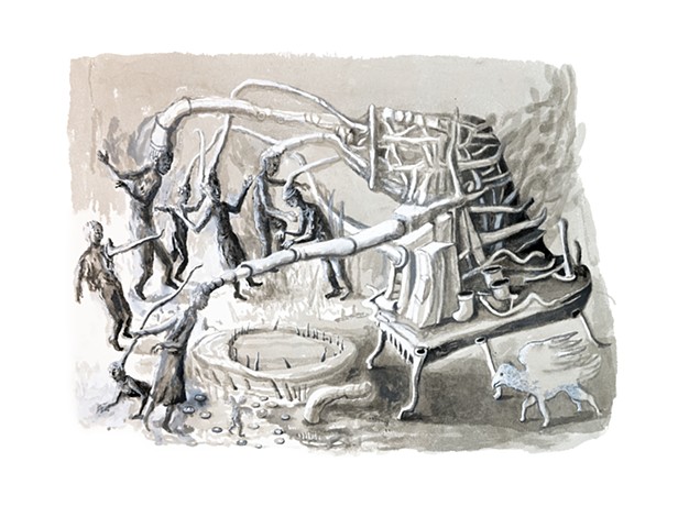 Gouache et encre sur papier