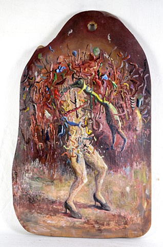 peinture à l'huile sur bois