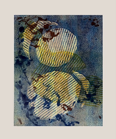 Abstract monotype made with Akua ink