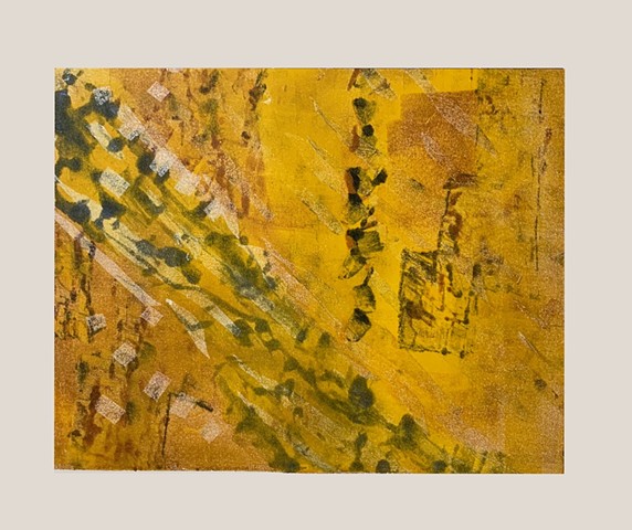 abstract monotype made with Akua ink