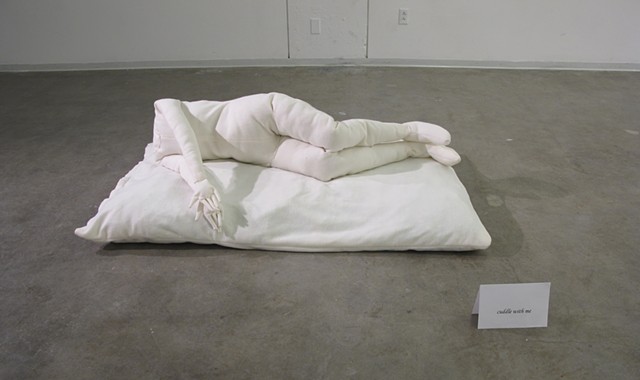 Untitled (Cuddle).
fabric, polyester fiber
measurements based on the artist's body.
2011