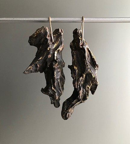 gilded freeform driftwood earrings