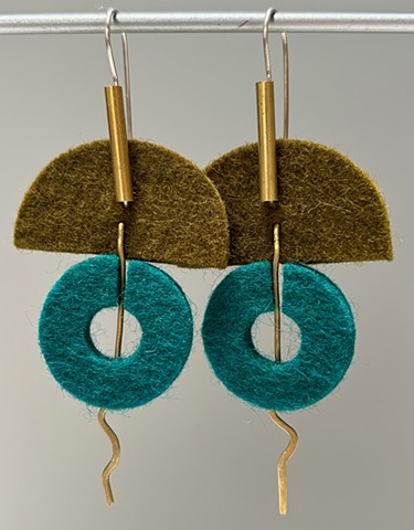 Merino Wool & Brass on .925 earwires