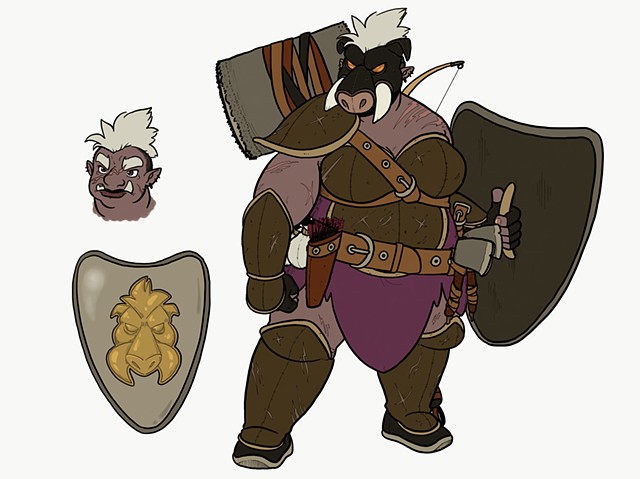 "Big Pig" - Half-Orc Fighter Character & Gear Design