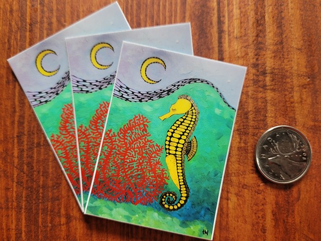 3 Seahorse Moon Stickers