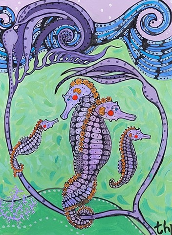 Purple Seahorse Family
