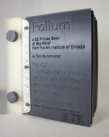  Folium 3D Printed Book of Bas Relief from The Art Institute of Chicago, 2014, 3D Printed PLA, 9 x 6 x 6 inches