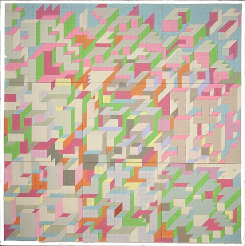 Composition 6, gouache on paper, 30 x 30 inches, 2011 Private Collection