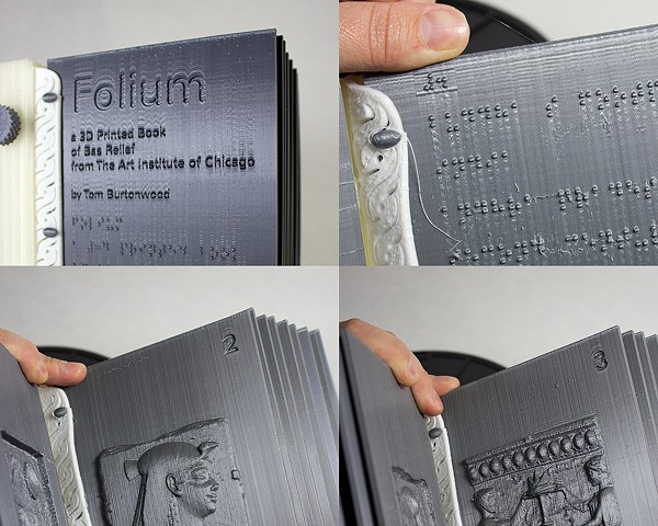  Folium 3D Printed Book of Bas Relief from The Art Institute of Chicago, 2014, 3D Printed PLA, 9 x 6 x 6 inches