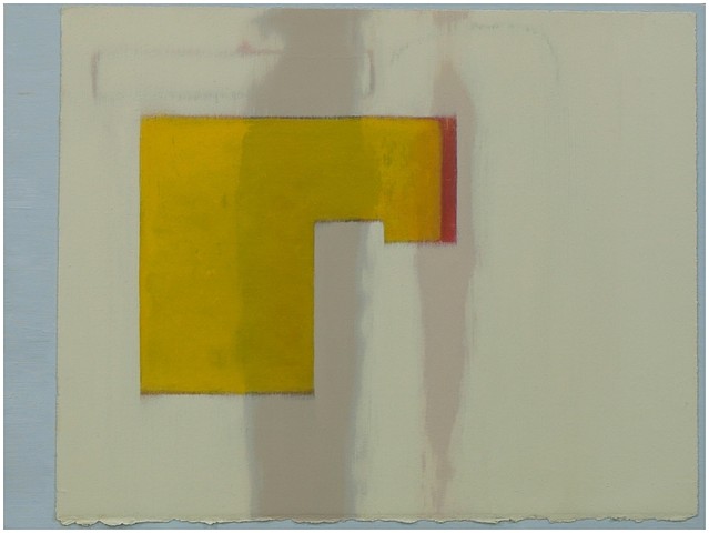 Paul Vincent (P.J.) Woods, Formal Image - Yellow Shape, Oil on paper on wood