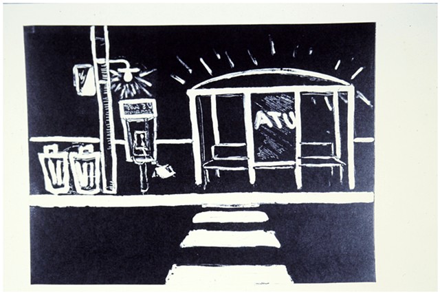 Paul (P.J.) Woods, Bus Stop, 1991, Monotype