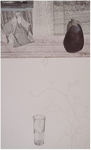 Paul Vincent Woods (P.J.), Lithograph,drawing,painting, and glued elements
