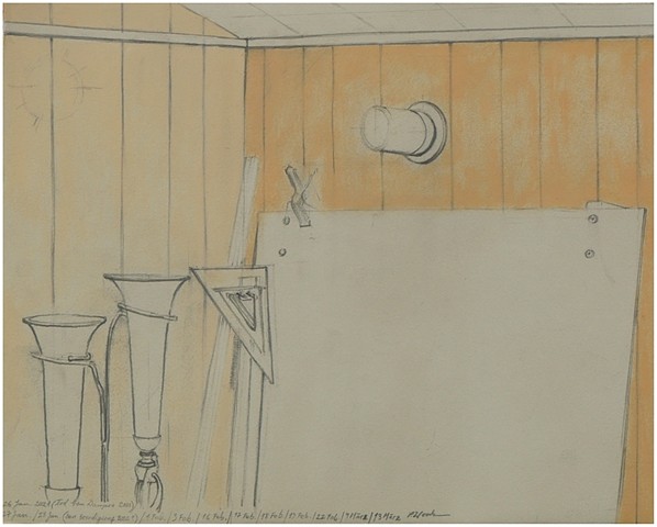 Paul Vincent (P.J.) Woods, Studio Drawing, Graphite and oil on paper