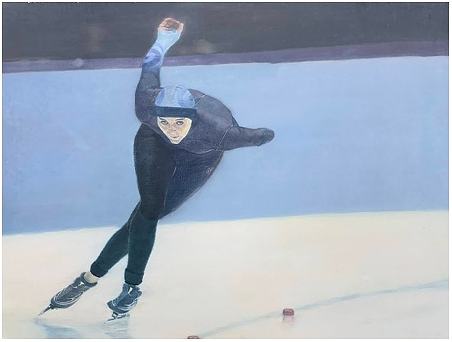 Paul Vincent Woods (P.J.), US speed skater Heather Richardson Bergsma, 2020, oil on linen