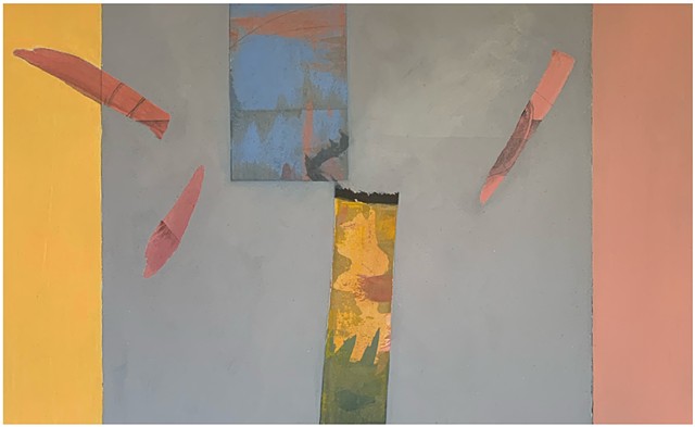 Formal Composition, yellow, grey, pink 