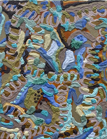 Small Rocks Tagged - Quinacridone Gold and Blue